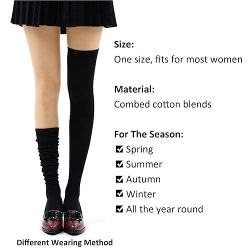MK MEIKAN Women's Over Knee High Socks, Tube Dresses Fashion Cotton Thigh High Socks Stockings Cosplay Socks thumbnail 5