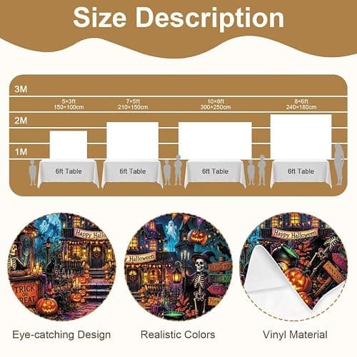 Duluxykl 10x8ft Halloween Spooky Skeleton Ghost Photography Backdrop, Horror Castle Scary Pumpkin Black Cats Background, Fall Halloween Trick or Treat Party Banner Magic Witch Wall Decor Photo Props thumbnail 5