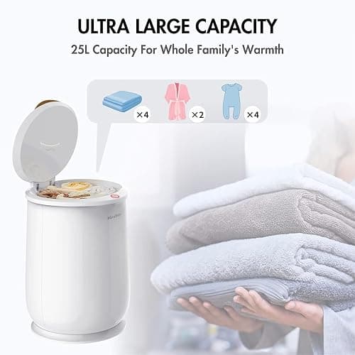 aGratHav Towel Warmers Ultra Large Capacity Bucket Style 450W for Bathroom ETL FCC Certified Fits up to Two 40"x70" Towels, Blankets, Bathrobes with Auto Shut Off thumbnail 3