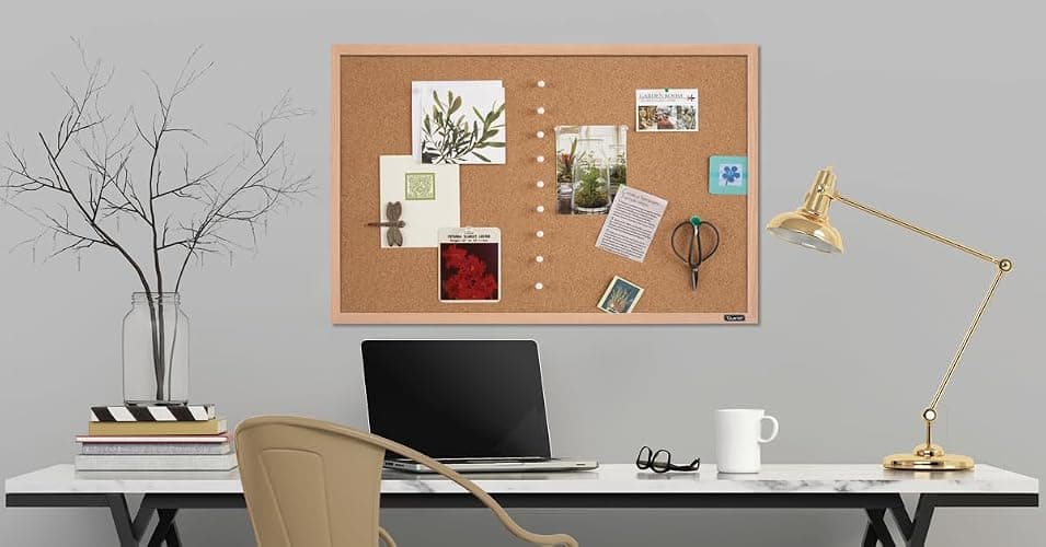 Quartet Cork Board Bulletin Board, 23" x 35" Framed Corkboard, Oak Frame, Decorative Hanging Pin Board, Perfect for Office & Home Decor, Home School Message Board or Vision Board (35-380352) thumbnail 2