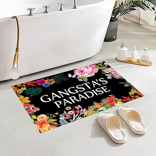 DAYLIPILLOW Gangsta's Paradise Flower Doormat Funny Welcome Mat Floor Mat Rug Outdoor Front Door Bathroom Mats Indoor 23.6" x 15.7" thumbnail 4