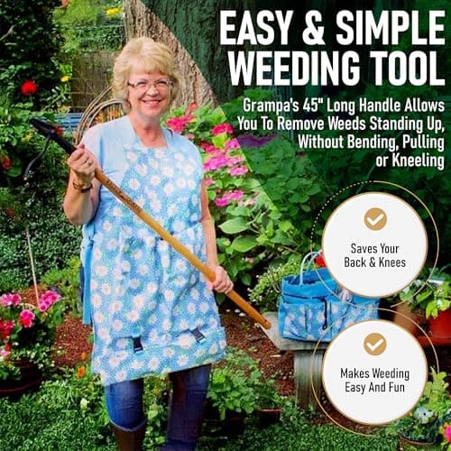 Grampa's Weeder - The Original Stand Up Weed Puller Tool with Long Handle - Made with Real Bamboo & 4-Claw Steel Head Design - Easily Remove Weeds Without Bending, Pulling, or Kneeling. thumbnail 5
