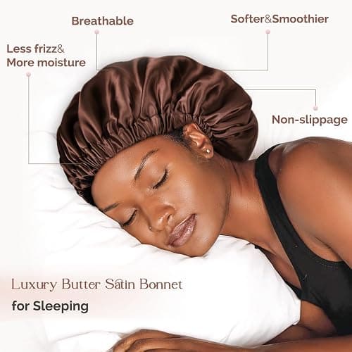 Yanibest Double Layer Satin Bonnet Silk Bonnet for Sleeping Adjustable Hair Bonnet for Women Curly Natural Hair thumbnail 2