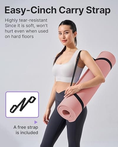 YOTTOY Yoga Mat，Extra Thick Yoga Mat (1/2inch),Professional TPE Exercise Mat,Non-Slip Workout Mat for Yoga, Pilates, Fitness, Barefoot Workouts, Home Gym Studio with Strap thumbnail 6