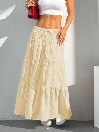 Verdusa Women's Boho Skirt Flowy Flared Ruffle Summer Long Maxi Skirts Going Out Outfits thumbnail 6