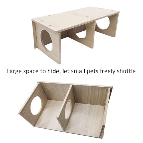 Hamiledyi Wooden Hamsters 2-Chamber Hideout-Tunnel Multi Chamber Exploring Toy Hamster Hiding Maze Tunnel Toy Platform Stuff Cage Accessories for Gerbil Rat Mice thumbnail 4
