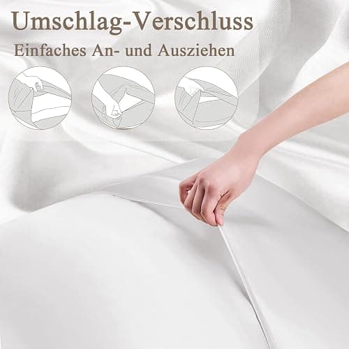 Vielit Satin Kissenbezug 60x60 2er Set & 2 Haargummis, Satin Kopfkissenbezug Ivory, Weich wie Seidenkissenbezug 60x60,Bessere Pflege als Silk Pillosecase,Kissenhülle Kissenbezug für Haar und Haut thumbnail 6