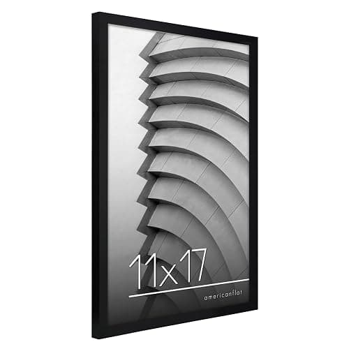 Americanflat 11x17 Picture Frame with Polished Plexiglass - Streamline Collection - Thin Border Picture Frame for Wall Display - Hanging Hardware Included - Black thumbnail 7