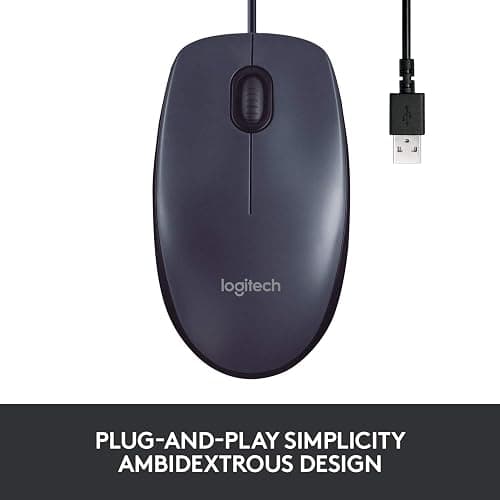 Logitech B100 Wired Mouse for Computer and Laptop, USB Corded Mouse, Right or Left Hand Use - Black thumbnail 3