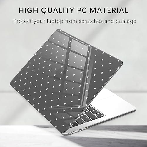 BlHMCASE Compatible with MacBook Pro 13 inch Case M2 2025, 2024-2016 A2338 M1 A2251 A2289 A2159 A1989 A1708 A1706, Cute White Polka Dot Protective Hard Shell Clear Black Cover for Mac Pro 13 thumbnail 5