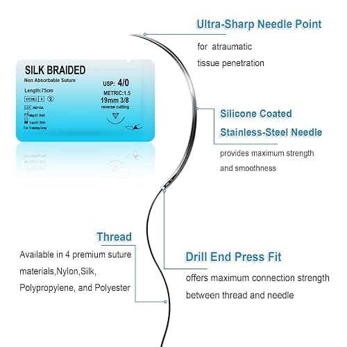 Spectabilis Suture Practice Kit for Medical Students, Silicone Pad Surgery Wounds Closure Suturing, Supplies for Vet Nursing Students Surgical Stitches Kits De Suturas Med School Essentials. thumbnail 2