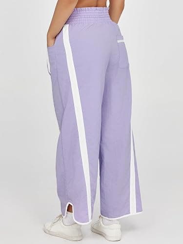 Fisoew Women's Baggy Wide Leg Pants Casual Drawstring Elastic Waisted Contrast Color Workout Y2K Track Pants thumbnail 5