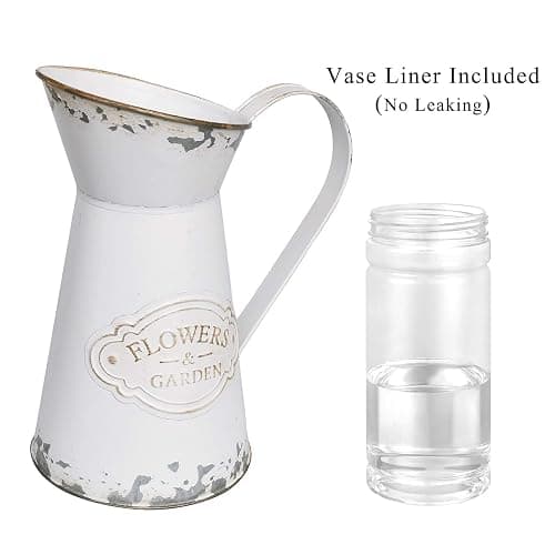 APSOONSELL Rustic Shabby Chic Vase Small Metal Vase Vintage Milk Jug Mini Pitcher Decorative Flower Vase Farmhouse Decor for Home, Kitchen, Bathroom thumbnail 4