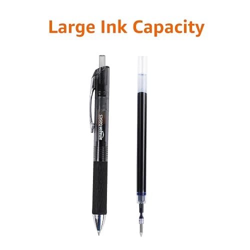 Amazon Basics Retractable Gel Pens, Fine Point 0.7mm, Smooth Writing, Black, No Smudge, School and Office Supplies, 12-Pack thumbnail 7