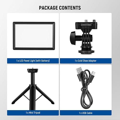 NEEWER 9" LED Video Light Panel, Dimmable DSLR Camera Soft Lighting with Mini Desk Tripod Stand, USB Type C Ports, 3200K~5600K CRI95+ for Studio Photography Video Recording Live Streaming, NL-116AI thumbnail 8