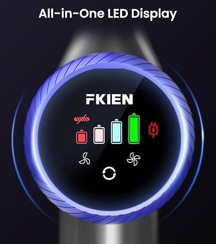 FKIEN Cordless Vacuum Cleaner, 550W 45kPa 65Mins Vacuum Cleaners for Home with LED Display, Self-Standing Stick Vacuum with Anti-Tangle Brush, Rechargeable Vacuum Cordless for Pet Hair/Carpet/Floor thumbnail 6