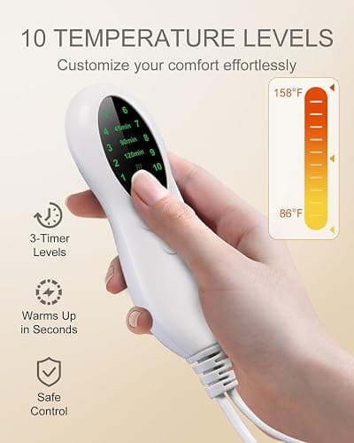 Christmas Gifts for Her Mom Dad Women Men, Electric Heating Pad for Period Cramps & Back Pain Relief, Portable Heat Pad for Neck and Shoulders, 10 Heat Settings, ETL Certified, 12"x24", Gray thumbnail 4