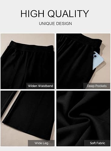Aleumdr Women's Wide Leg Sweatpants Elastic High Waisted Long Pants Casual Loose Yoga Pants with Pockets 2025 thumbnail 6