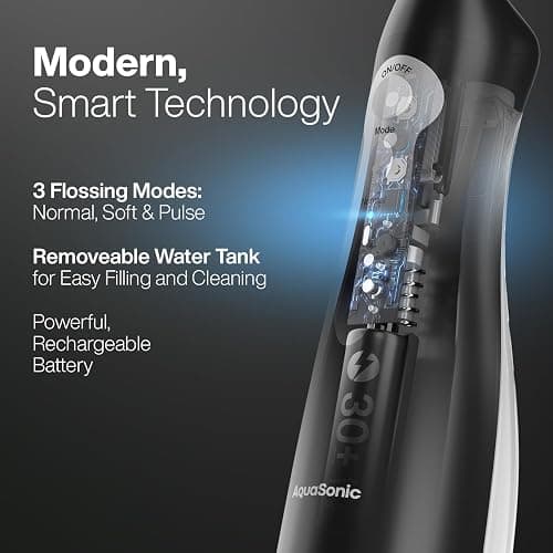 AquaSonic Aqua Flosser - Cordless Rechargeable Water Flosser for Teeth - Waterproof, Portable Oral Irrigator for Dental Cleaning with 5 Jet Tips – Braces Home Travel thumbnail 3