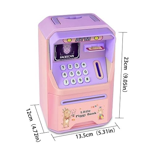 Tlsmyjlwj Piggy Bank for Kids, ATM Coin Bank Toys Gifts, Electronic Piggy Banks Money Safe for Kids Toys Ages 3 4 5 6 7 8 9 10 11 12 Year Old Girls Birthday Gifts, Pinkish Purple thumbnail 2