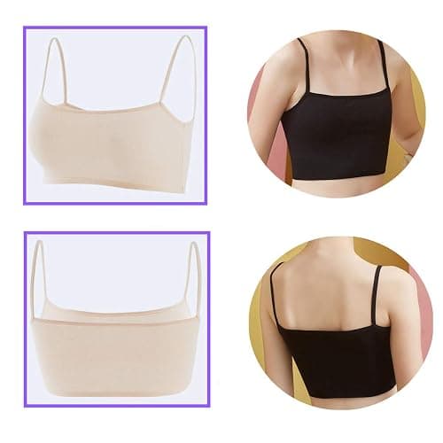 MANJIAMEI Girls Training Bra Cotton Spandex Cami Crop Bralette for Kids-3 Pack thumbnail 3