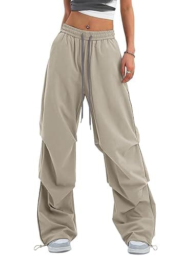 Bakyarder Women's Casual Parachute Pants Baggy Hiking Pants Drawstring Elastic Waist Track Y2K Trousers - Image 1