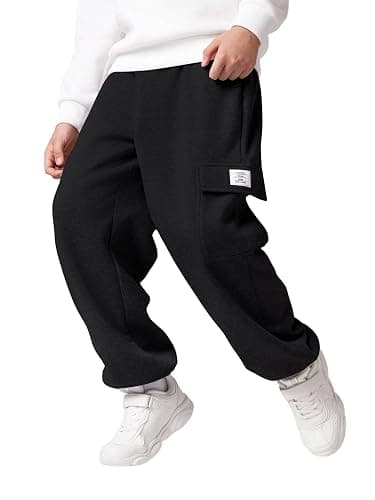 RoseSeek Boy's Wide Leg Cargo Pants Baggy Sweatpants Casual Sports Joggers Big Kids Long Trousers with Pockets - Image 1