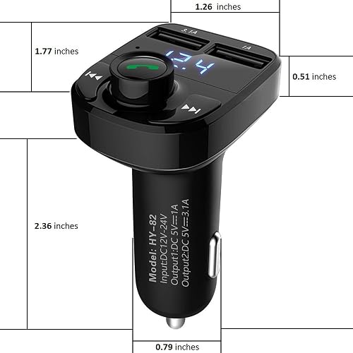 Handsfree Call Car Charger, Wireless Bluetooth 5.3 FM Transmitter Radio Receiver, MP3 Audio Music Adapter, Dual USB Port, LED Display Voltage and FM Frequency, Compatible for All Smartphones thumbnail 7