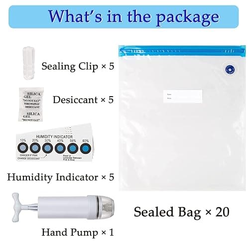 YOOPAI Filament Storage Bag Vacuum Kit-20Pack Cleaning Drying Sealed Bags for 3D Printer Filament with Desiccants/Humidity Indicator Cards/Hand Pump (Plastic 13.2 x 12.7inch) thumbnail 6