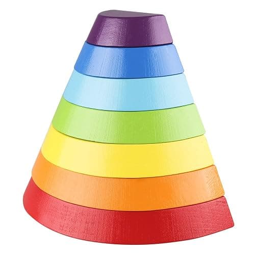 Tatum: Coogam Wooden Rainbow Stacker Nesting Puzzle Blocks - Tunnel Stacking Game Building Creative Color Shape Matching Jigsaw Learning Toy Set Board Early Development Gift for Kids Boy Girl thumbnail 4