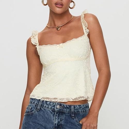 Meihuida Women's Lace Babydoll Cap Sleeve Tank Top thumbnail 2