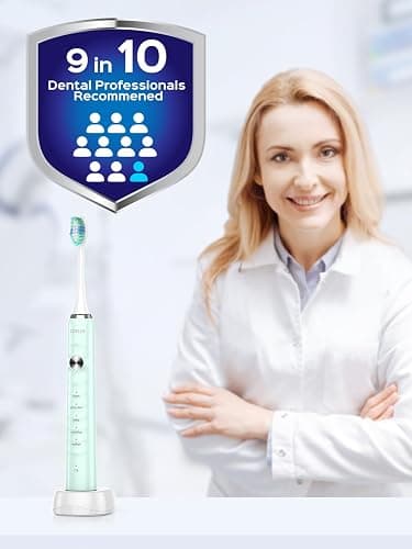 COSLUS Sonic Electric Toothbrush for Kids & Adults: 47000 VPM for Deep Cleaning & Whitening with Travel Case - 5 Modes for Sensitive Teeth & Braces, Wireless Charging, 6 Brush Heads for Home Family thumbnail 3