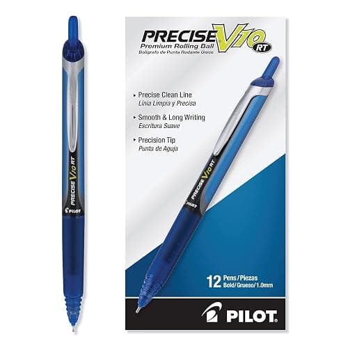 PILOT Precise V10 RT Retractable Ball Pens, 1.0mm, Blue, 12-Pack | Writing made smooth, retractable ink pens for writing, modern, rolling ball, blue pens, bold point thumbnail 4
