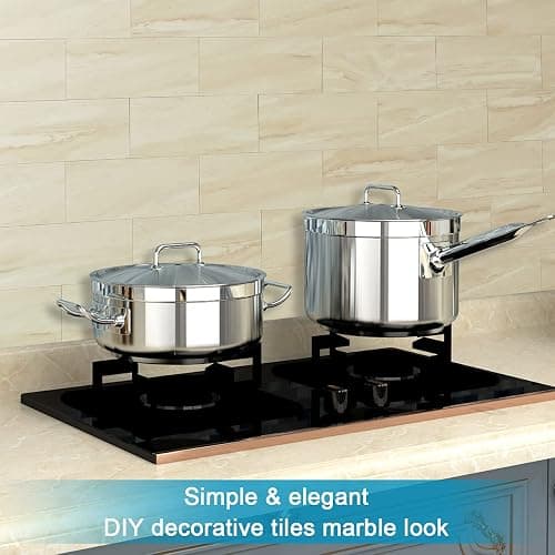 BeNice Peel and Stick Backsplash Large Bathroom Subway Tiles,Kitchen Shower Wall Stickers Waterproof(23Tiles) Beige thumbnail 5