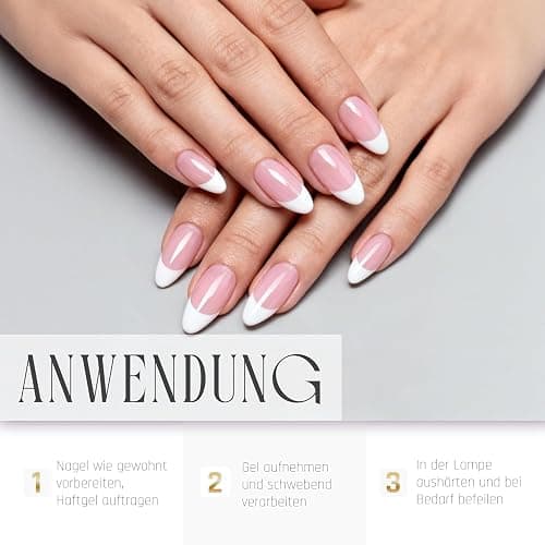 No File Aufbaugel für Gelnägel ALMOND NUDE 15ml für Profis & Anfänger als UV Gel SELBSTGLÄTTEND OHNE FEILEN · für UV & LED geeignet · pinchbar, mittelviskos thumbnail 6