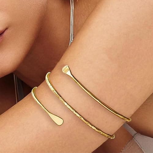 YVVLEE 6 Pieces Minimalist Gold Arm Cuff Bracelets Set Adjustable Coil Bangle Upper Arm Cuff Armband Jewelry Set for Women thumbnail 4
