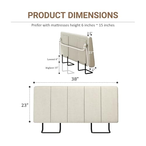Liiwepo Twin Size Headboard Only-No Assembly Required, Beige | Easy to use no assembly required, Linen fabric and extra-thick foam for added comfort, Modern style headboard twin xl size thumbnail 2