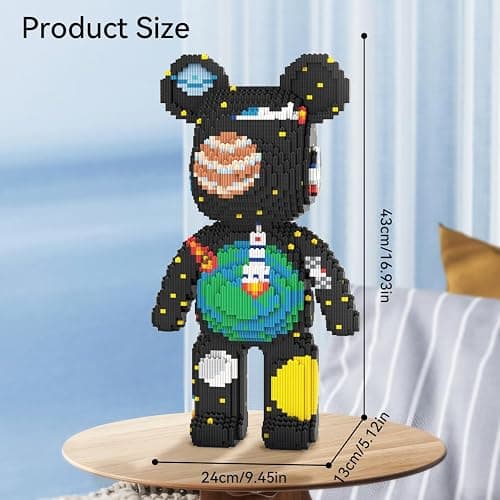 DAHONPA Universe Space Bear Micro Blocks Set with Storage Drawer 7220PCS | 7220PCS Galaxy Space Bear Micro Block Sculpture With Rocket Design, Futuristic Sci-Fi Decorative Statue For Fans Collection thumbnail 3