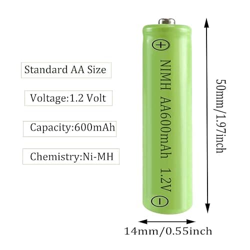 12 Packs 1.2V AA 600mAh Ni-MH Rechargeable Batteries Low Self Discharge for Outdoor Garden Solar Light Lamp thumbnail 2