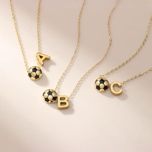 AULSIEY Initial A-Z Soccer Necklace for Girls Teens Women, Soccer Stuff Favors Christmas Birthday Jewelry for Her Lovers 17+2 Inches thumbnail 5