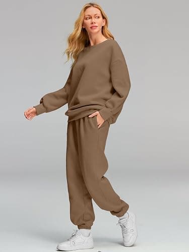 AUTOMET Womens 2 Piece Outfits Sweatsuit Lounge Sets Oversized Sweatshirt Baggy Sweatpants Fall Fashion with Pockets thumbnail 4