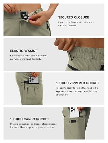 Moosehill Women's-Hiking-Pants-Cargo-Quick-Dry-Stretch-Lightweight Work Outdoor Pants with 5 Deep Pockets thumbnail 6