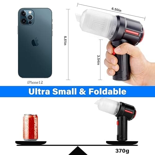 Meudeen Air Duster - Computer Vacuum Cleaner - for Keyboard Cleaning- Cordless Canned Air- Powerful - Energy-Efficient(Air-01) - Black thumbnail 2