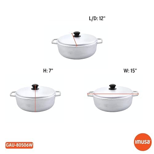 IMUSA 7.5 Quart Traditional Natural Made in Colombia Caldero with Lid for Cooking and Serving,Silver thumbnail 10