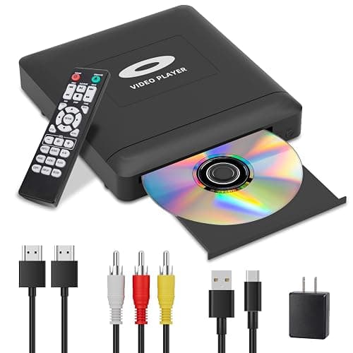 Mini HD DVD Player with Hdmi, Multi Region DVD Player for Smart TV, HDMI/RCA Output Cable Included, 1080P, Breakpoint Memory, Built-in PAL/NTSC, CD Players for Home - Image 1