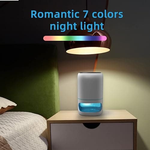 Hoomace Small Dehumidifiers for Bedroom w/Air Purifying Function, 1000 ml/35 oz for 2500 Cubic Feet (260 sq ft) with 7 Colorful LED Lights Timer Set Negative Ions Below 30 dB, Auto Shut-Down thumbnail 6