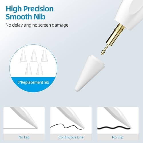 TQQ Pencil for iPad (2018-2025), Pixel-Perfect Precision, Tilt Sensitivity & 2X Faster Charge, Compatible Apple iPad 11/10/9/8/7/6th Gen, Pro 12.9/11/13 Inch M4, Air 3/4/5/M2/M3, Mini 5/6 thumbnail 7