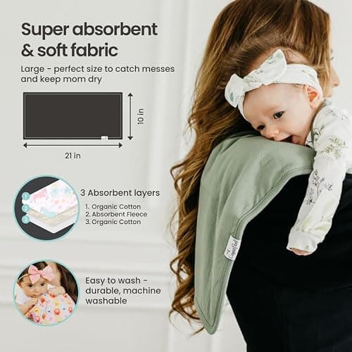 Copper Pearl Premium Baby Burp Cloths - 3-Pack Large Cotton Burp Cloths, Extra Soft Spit Up Rags with 3 Absorbent Layers, Perfect for Baby Boy Gifts (21" x 10" Size, Diesel Set) thumbnail 5