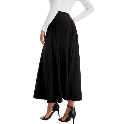 Yanhalo Womens Winter Mid Carf Long Skirt Stretch Slim fit Pleated Casual Cotton Skirt thumbnail 4