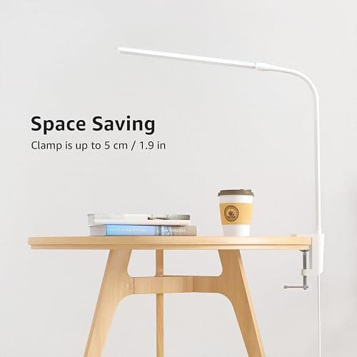 Lepro Small Desk Lamp with Clamp, LED Reading Lamps with 450LM, 3 Color Modes 10 Brightness, Dimmable USB Clip on Desk Light with Gooseneck Swing Arm for Nail, Home Office and Dorm (White) thumbnail 9